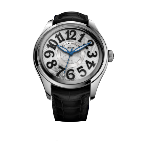 Une montre Franck Muller en acier avec un mouvement automatique un cadran argent